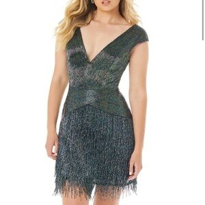Glamorous Liquid Beading Fringe Dress